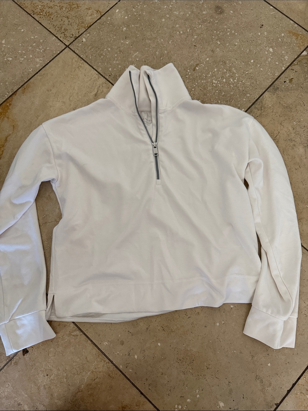 Athleta White Half-Zip Turtleneck Pullover